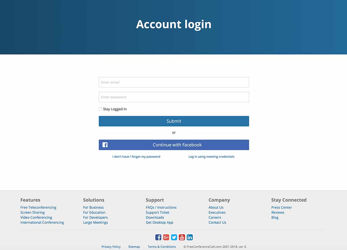 Log in to your FreeConferenceCall.com account